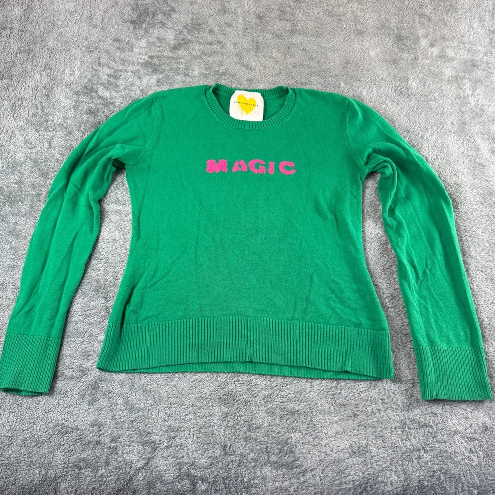 Kerri Rosenthal Magic Green Cotton Crewneck Graphic Sweater XS